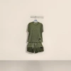 Olive green sportswear set, short-sleeved T-shirt with shorts, unisex, breathable and quick-drying Application Scenario